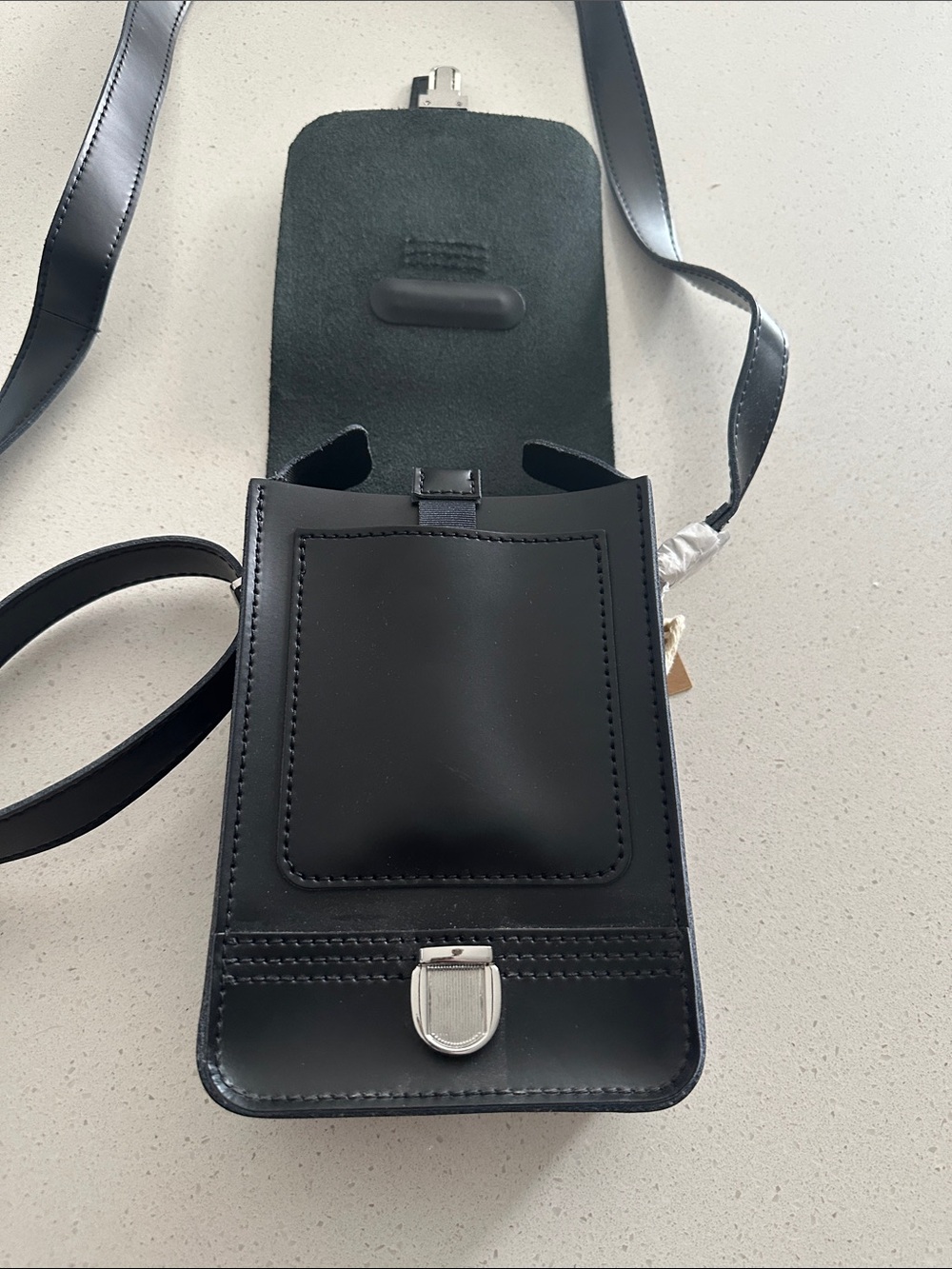 Dr. Martens Black Leather Buckle Crossbody Pouch - Picture 4 of 5